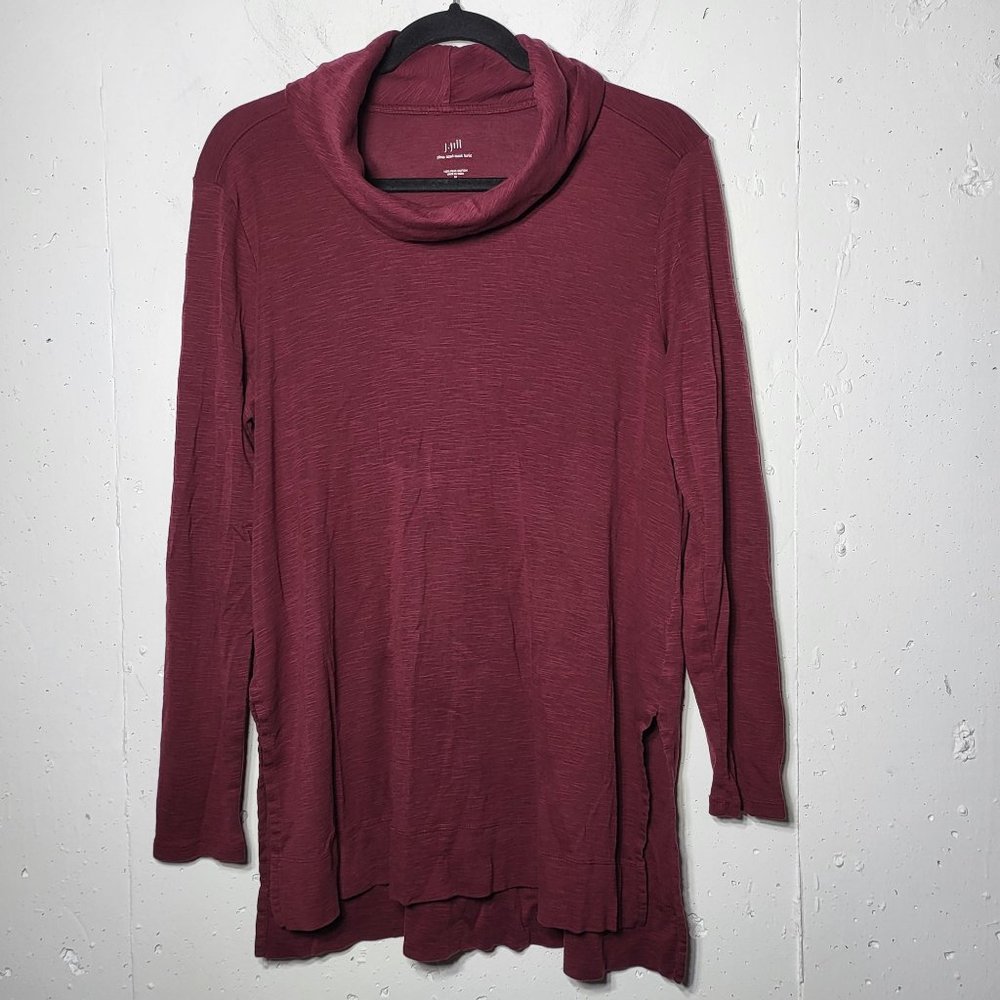 J Jill Womens Pima Cowl Neck Tunic Medium Side Split Minimalist Lagenlook Casual